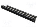 Patch panel; RJ45; Cat: 6; RACK; Colour: black; Number of ports: 24
