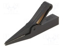 Crocodile clip; 10A; black; Grip capac: max.9.5mm