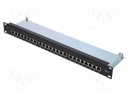 Patch panel; RJ45; Cat: 6; RACK; Colour: black; Number of ports: 24