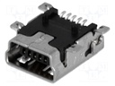 Socket; USB B mini; on PCBs; SMT; PIN: 5; horizontal