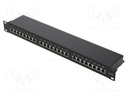 Patch panel; RJ45; Cat: 6; RACK; Colour: black; Number of ports: 24