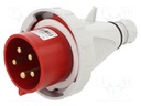 Connector: AC supply 3-phase; plug; male; 32A; 400VAC; IEC 60309
