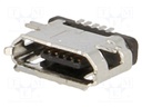 Socket; USB B micro; SMT; PIN: 5; USB 2.0; 0.65mm; 1.8A; 100V