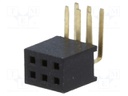 Socket; pin strips; female; PIN: 6; angled 90°; 1.27mm; THT; 2x3
