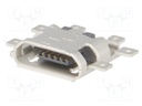 Socket; USB B micro; on PCBs; SMT; PIN: 5; horizontal; USB 2.0