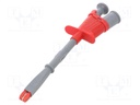 Clip-on probe; crocodile; 20A; red; Grip capac: max.15mm; 1kV; 4mm