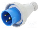 Connector: AC supply 3-phase; plug; male; 32A; 230VAC; IEC 60309