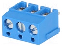 PCB terminal block; angled 90°; 5mm; ways: 3; on PCBs; 2.5mm2; 16A
