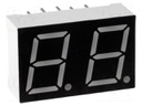 Display: LED; 7-segment; 10mm; 0.39"; No.char: 2; yellow; 40mcd
