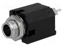 Socket; Jack 6,35mm; female; stereo; straight; for panel mounting