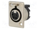 Socket; XLR; female; PIN: 4; straight; soldering; silver plated; 50V