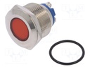 Indicator: LED; flat; 12VDC; 12VAC; Cutout: Ø22mm; screw; brass