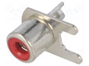 Socket; RCA; female; angled 90°; THT; brass; tinned; on PCBs