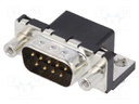 D-Sub; PIN: 9; socket; LD; male; Locking: screws; angled 90°; THT