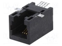 Socket; RJ9; PIN: 4; Cat: 5; Layout: 4p4c; SMT; horizontal