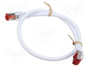 Patch cord; S/FTP; 6; stranded; Cu; LSZH; white; 0.5m; halogen free