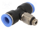Push-in fitting; T-tap splitter; M6; -0.95÷10bar; 6mm