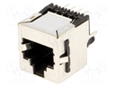Socket; RJ45; PIN: 8; with panel stop blockade; Layout: 8p8c; THT