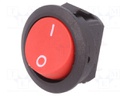ROCKER; SPST; Pos: 2; OFF-ON; 12A/250VAC; red; IP40; none; 100mΩ