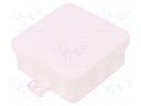 Enclosure: junction box; X: 85mm; Y: 85mm; Z: 37mm; polypropylene