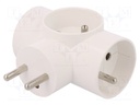 Connector: AC supply; splitter; Layout: 2P+PE; white; 250VAC; 16A