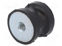 Vibration damper; M6; Ø: 25mm; rubber; L: 20mm; H: 6mm; 1235N; 247N/mm