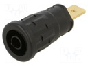 Connector: 4mm banana; socket; 32A; 1kV; black; gold-plated; 33mm