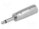Adapter; Jack 6.35mm plug,XLR male; mono; PIN: 3