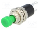 Switch: push-button; Pos: 2; SPST-NO; 1A/250VAC; green; Cutout: Ø7mm