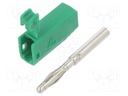 Plug; 2mm banana; 10A; 30VAC; 60VDC; green; nickel plated; 0.5mm2