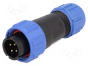 Plug; male; SP13; PIN: 4; IP68; 4÷6.5mm; 5A; soldering; for cable