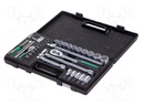 Kit: socket bits; case; 6-angles,hex key,socket spanner; 38pcs.