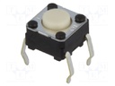 Microswitch TACT; SPST-NO; Pos: 2; 0.05A/24VDC; THT; none; 0.98N