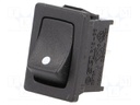 ROCKER; SPST; Pos: 2; OFF-(ON); 10A/250VAC; black; none; 50mΩ
