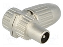 Plug; coaxial 9.5mm (IEC 169-2); male; shielded; angled 90°; 75Ω