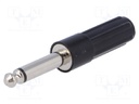 Plug; Jack 6,35mm; male; mono; straight; for cable; soldering