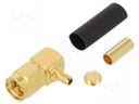 Plug; SMA; male; angled 90°; 50Ω; crimped; for cable; teflon