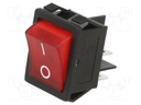 ROCKER; DPST; Pos: 2; OFF-ON; 16A/250VAC; red; neon lamp; R5; 250V