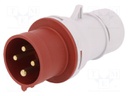 Connector: AC supply 3-phase; plug; male; 16A; 400VAC; IEC 60309