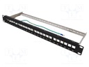 Patch panel; Keystone; Colour: black; Number of ports: 24