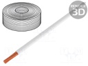 Wire; LiY-Toy; stranded; Cu; 0.75mm2; PVC; white; 300V; 10m; Class: 5