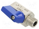 Ball valve; acid resistant steel AISI 316; PTFE; max.63bar; 43mm