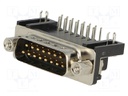 D-Sub; PIN: 15; socket; male; Locking: screws; angled 90°; THT; 250V