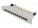 Patch panel; RJ45; Cat: 6; RACK; Colour: grey; Number of ports: 12