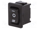 ROCKER; SP3T; Pos: 3; ON-OFF-ON; 6A/250VAC; black; IP40; none; 100mΩ