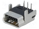 Socket; USB B mini; on PCBs; THT; PIN: 5; angled 90°