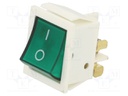 ROCKER; Pos: 2; 16A/250VAC; green; neon lamp; Body: white; 230V