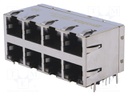 Socket; RJ45; PIN: 8; Cat: 5e; gold-plated; Layout: 8p8c; ways: 8