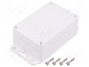 Enclosure: multipurpose; X: 70mm; Y: 105mm; Z: 40mm; ASA; white; IP67