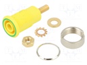 Socket; 4mm banana; 32A; yellow-green; gold-plated